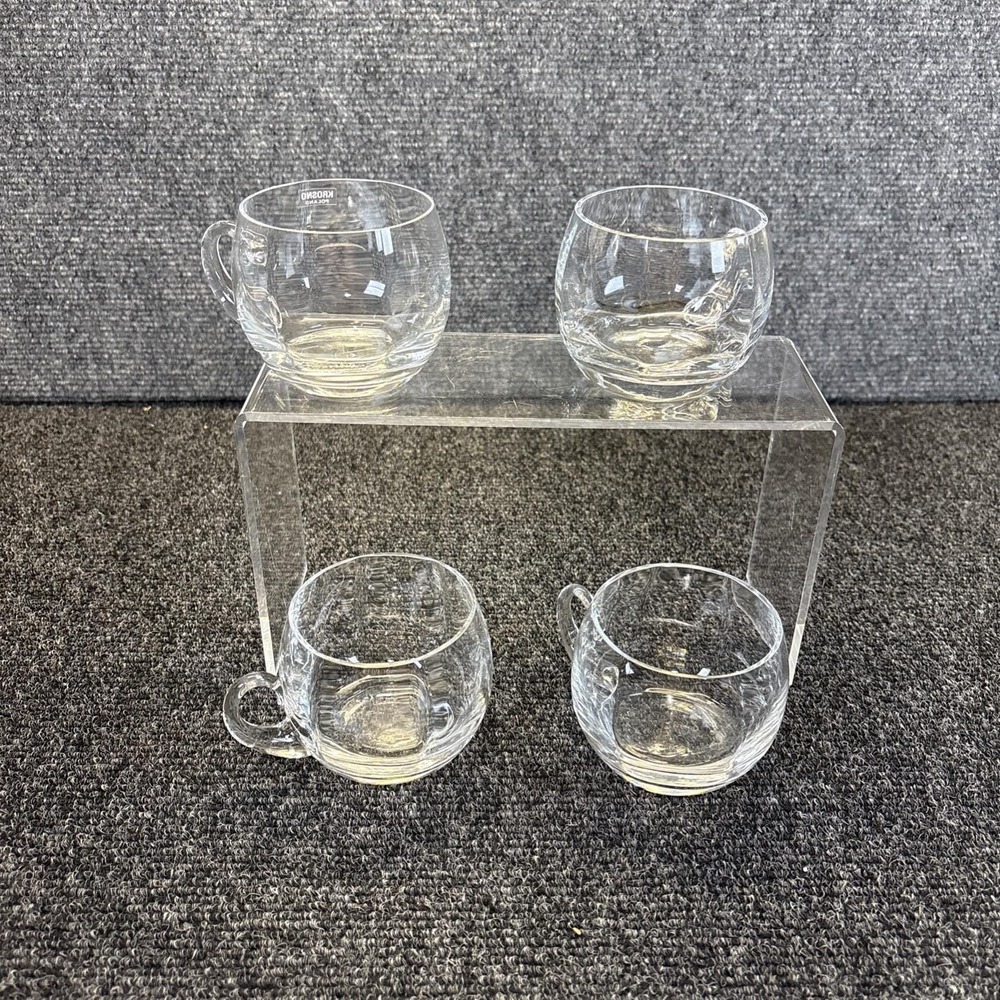 Crate And Barrel Crystal Optic Punch Bowl CUPS~Set of 4~Handmade in Poland